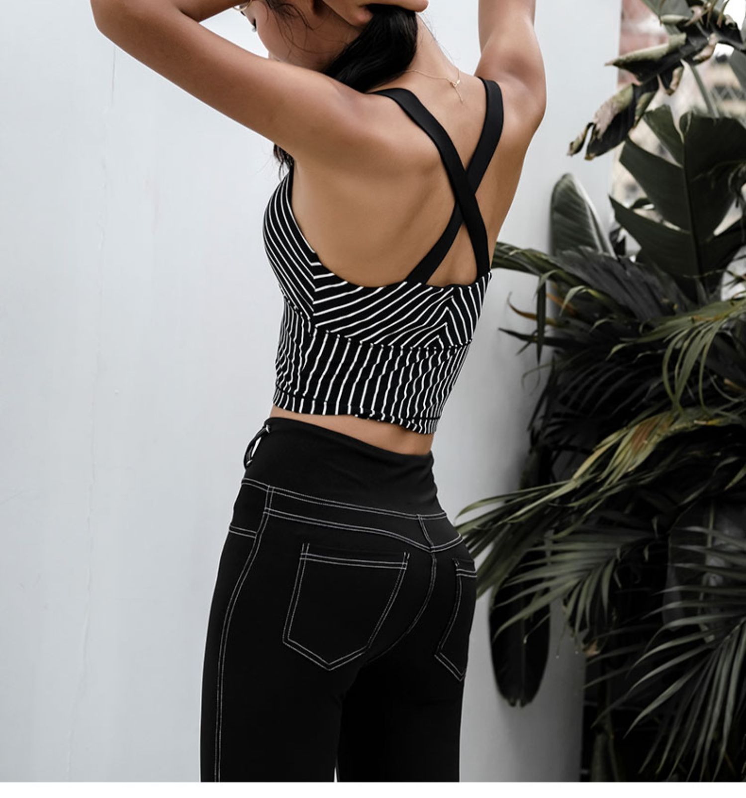 Title 2, Traje de yoga con estampado de rayas para mujer...