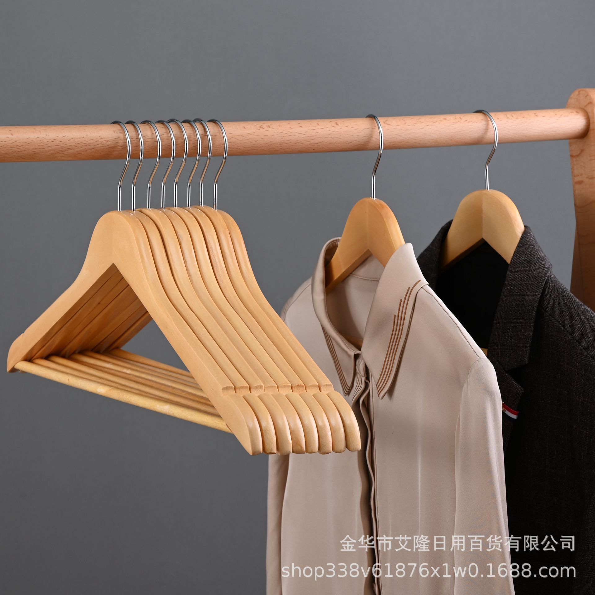 Percha de ropa de madera maciza percha de ropa percha hogar adulto sin costura tienda de ropa percha de ropa de madera percha al por mayor