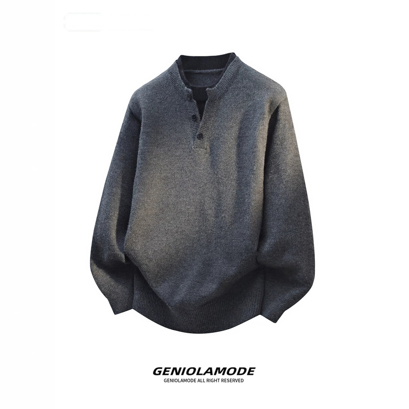 Fake two-piece round-neck knit sweater for men, loose and casual, Japanese-style simple woolen sweater with a high-end feel, autumn and winter men's sweater Fake two-piece round-neck knit sweater for men, loose and casual, Japanese-style simple woolen sweater with a high-end feel, autumn and winter men's sweater