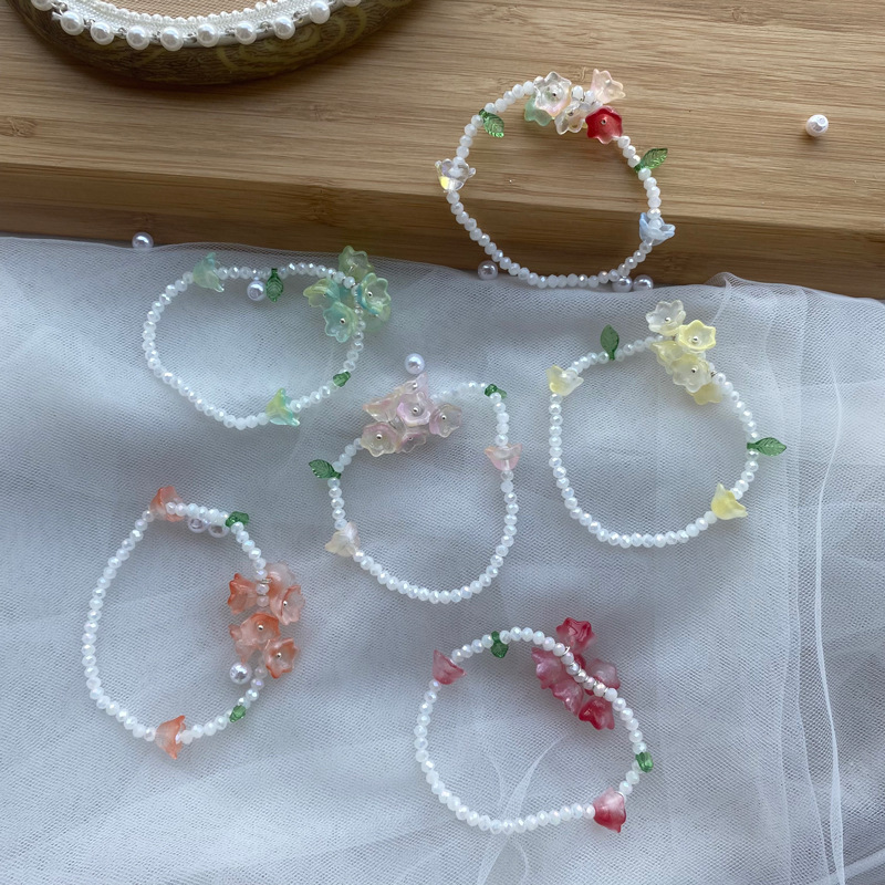 Sweet Flower Artificial Crystal Beaded Womenu0027S Bracelets
