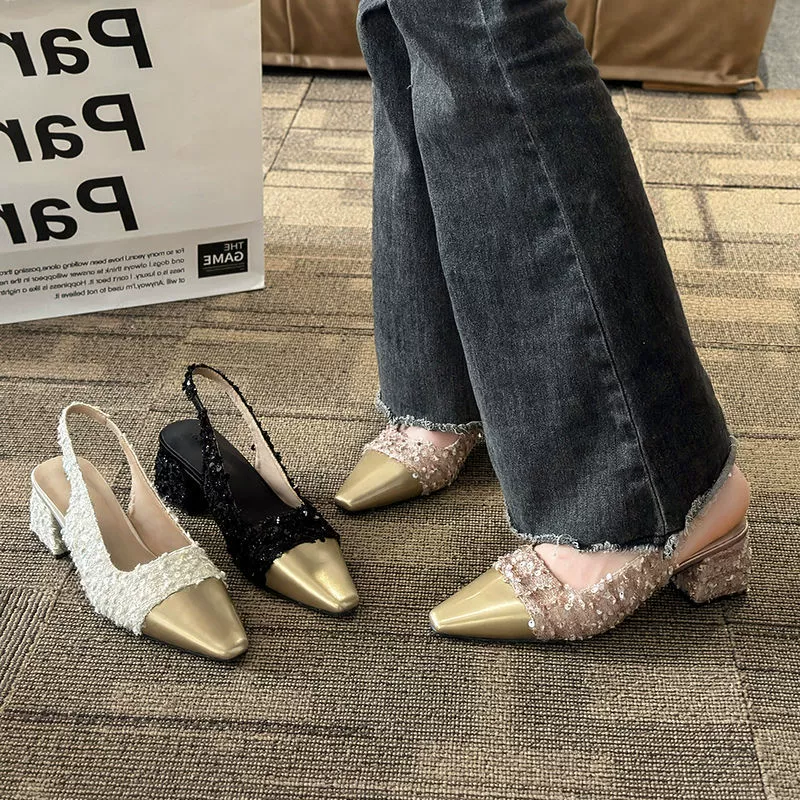 Wild Little ароматный стиль одиночные туфли французские толстые каблуки поздно вечером нежные Баотоу сандалии сказочные туфли 2024 весна лето новый стиль