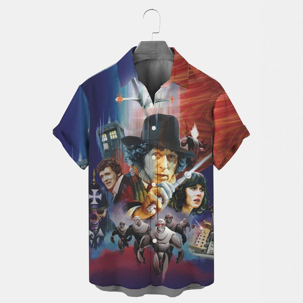 Trend de moda para hombres transfronterizos Camisa de manga corta hawaiana Camisa estampada digital 3D Transfronteriza Amazon