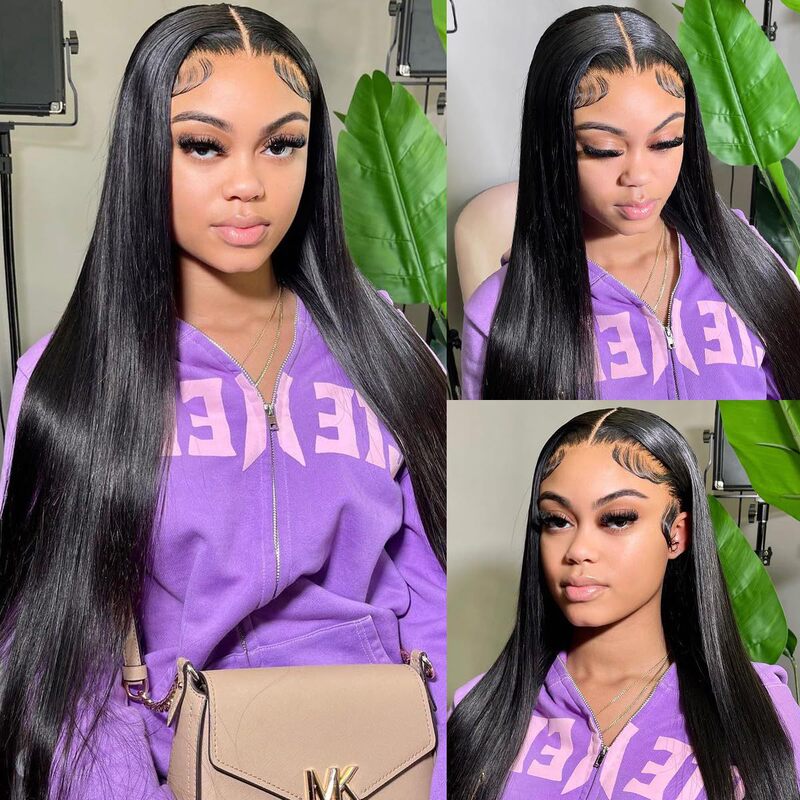 Amazon wig European and American women's front lace chemical fiber headgear black mid-length straight hair factory in stock direct sales