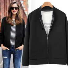 冬季速卖通外贸女装大码宽松春秋新款口袋拉链加绒卫衣开衫外套女