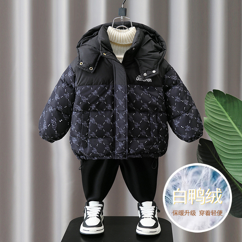 6617 Ultraman chaqueta de plumón de invierno para niños 2025 nuevo estilo para niños grueso y cálido marca de marea 90 terciopelo de pato blanco estilo de invierno