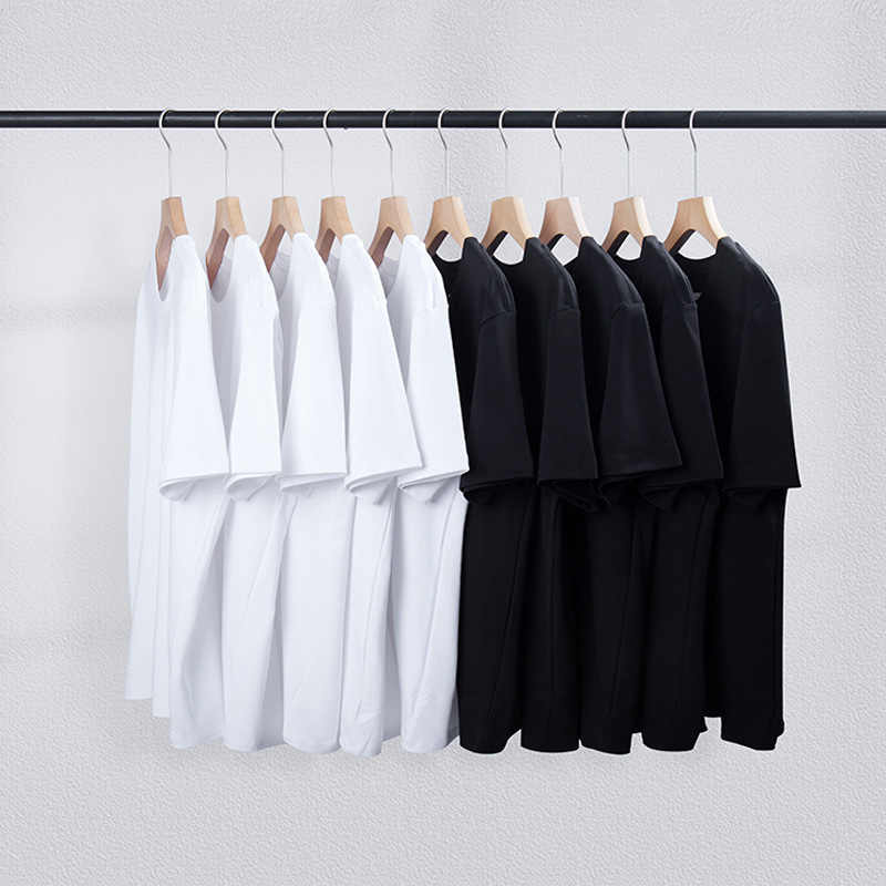 CVC Cotton T Third Generation Shuiyun Cotton Three-proof T-shirt Short-sleeved Men's and Women's Summer Round Neck Half-sleeved White T-shirt Base Shirt