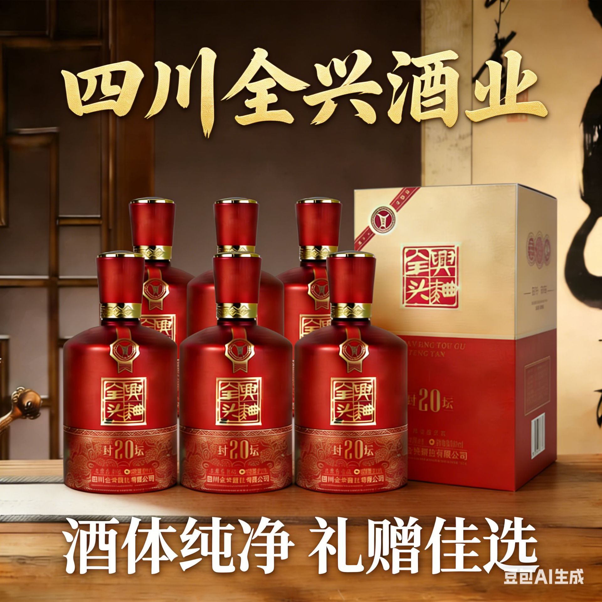 全興大曲浓香型白酒42度500ml*6瓶红皮礼盒装节日送礼朋友聚会用