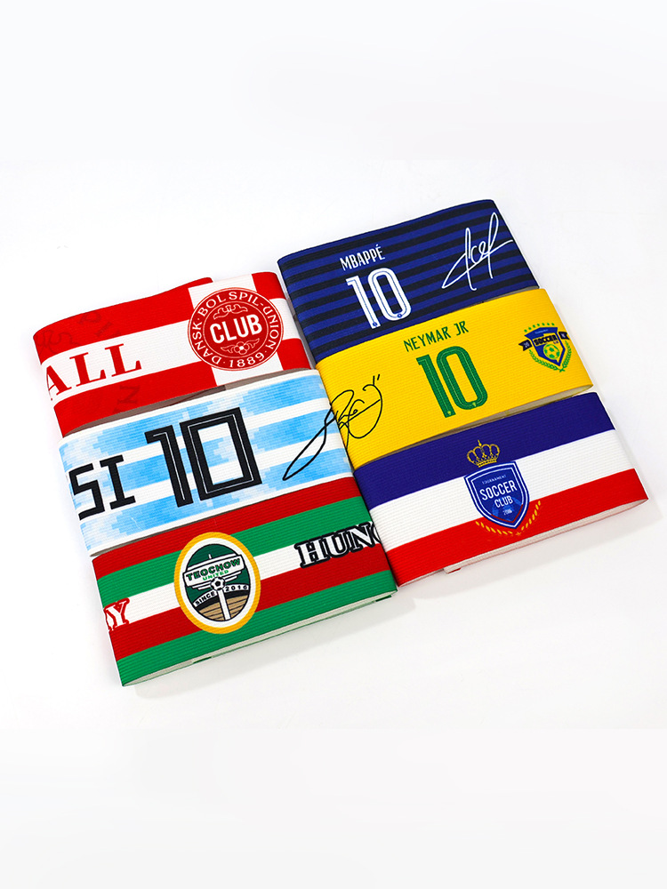 Nuevo brazalete de sublimación logotipo personalizado con velcro equipo de fútbol insignia de manga larga brazalete voluntario personalizado
