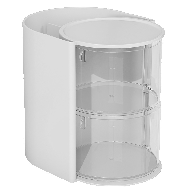 Caja de almacenamiento de escritorio de plástico transparente cajón multifuncional caja de almacenamiento de cosméticos caja de almacenamiento titular de la pluma caja de soplo de polvo