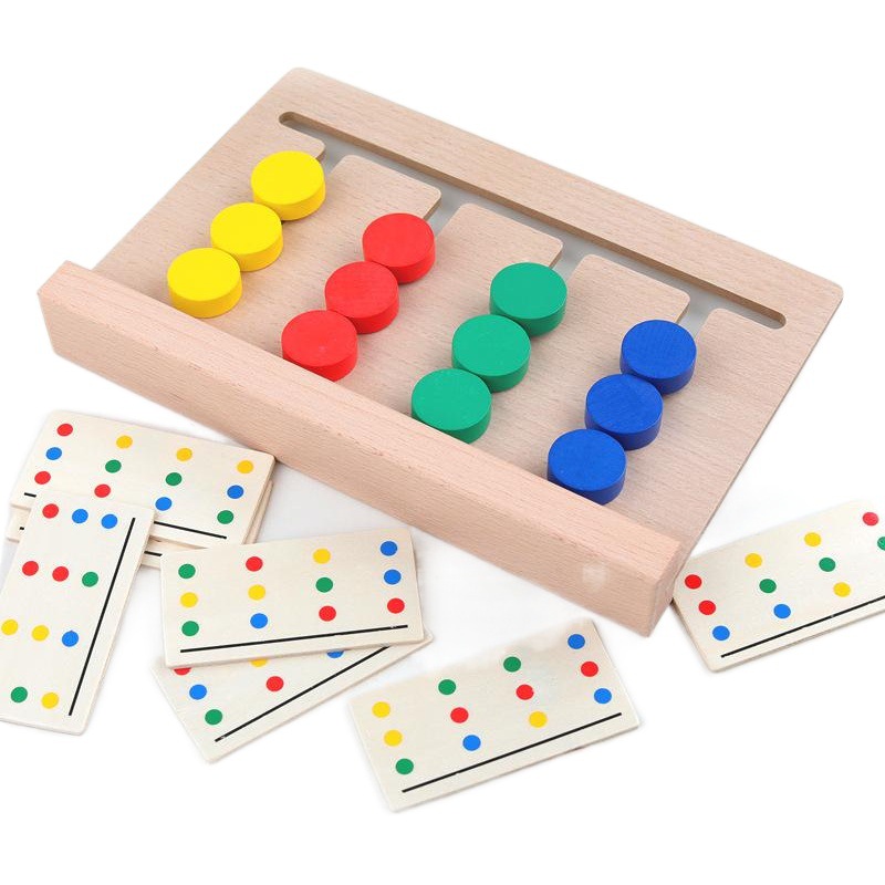 Desarrollo de todo el cerebro de los niños pensamiento lógico entrenamiento concentración enseñanza ayudas juego de madera de cuatro colores educación temprana juguetes educativos