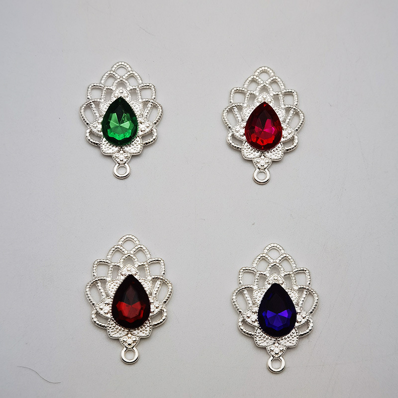 ゴールド合金葉水滴中空カラーアクリル携帯電話ケースヘアアクセサリー diy アクセサリー工場卸売|undefined