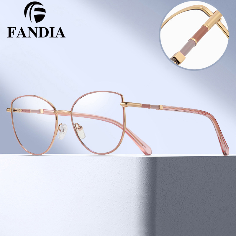 81566 nuevo marco de color transfronterizo gafas anti-luz azul damas pie de resorte de color espejo óptico de marco pequeño con espejo