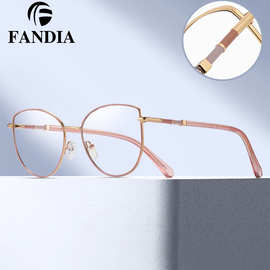 81566 跨境新款彩框女士防蓝光眼镜 弹簧脚拼色小框光学镜可配镜