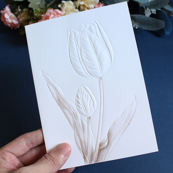 Creative business relief flowers festival greeting card