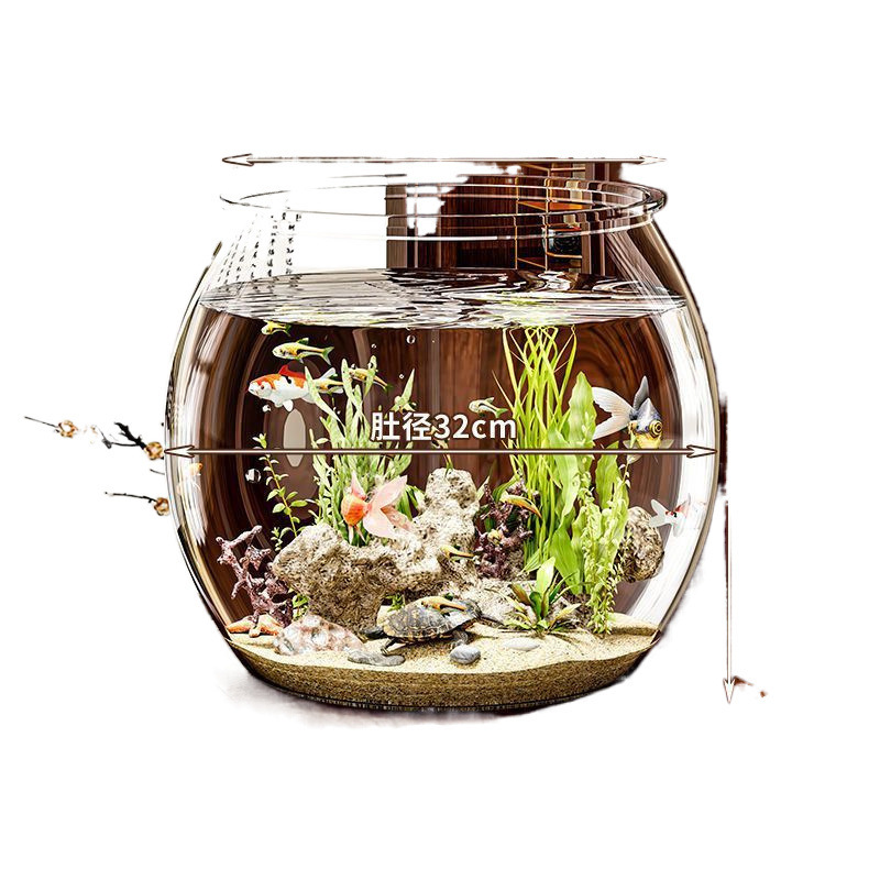 Pequeño tanque de peces de plástico doméstico de imitación de vidrio resistente a la caída sala de estar de oficina peces dorados verde recompensa micro paisaje tanque ecológico