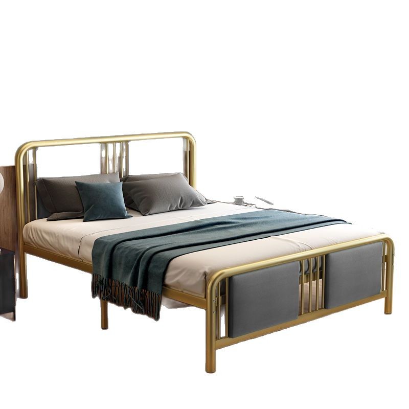 Cama principal, cama de hierro forjado de estilo chino de 1.2m, cama de hierro suave dorada de 1.8m, cama principal doble, cama grande