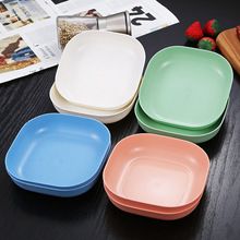 日式深方吐骨盘小麦餐具方盘家用盘子水果碟塑料小吃干果零食盘