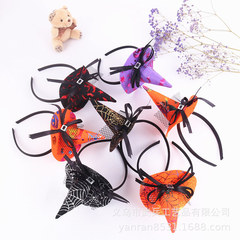 ハロウィンの魔女の帽子のカチューシャのお化け祭りのパーティーの装飾のカボチャのショーのパーティーの頭は古典的な蜘蛛の巣の髪飾りを掛けます。