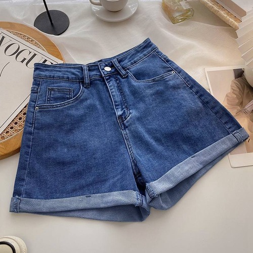 Women's Summer Wide-Leg A-Line Loose High-Waisted Hided Thigh Slimming Hot Jeans with Frayed Edge, Plus Size