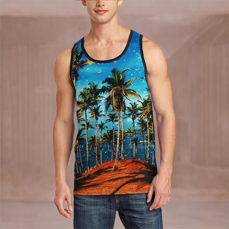Asylvain 3D Men's and Women's Vest Design Pattern Sleeveless Shirt Summer Top Medium Size Starry Night Quick-Dry