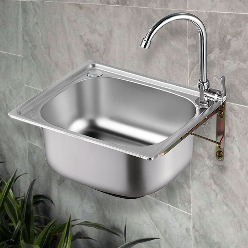 小单槽不锈钢水槽 厨房洗菜盆洗碗池洗手盆一体水盆套餐包邮