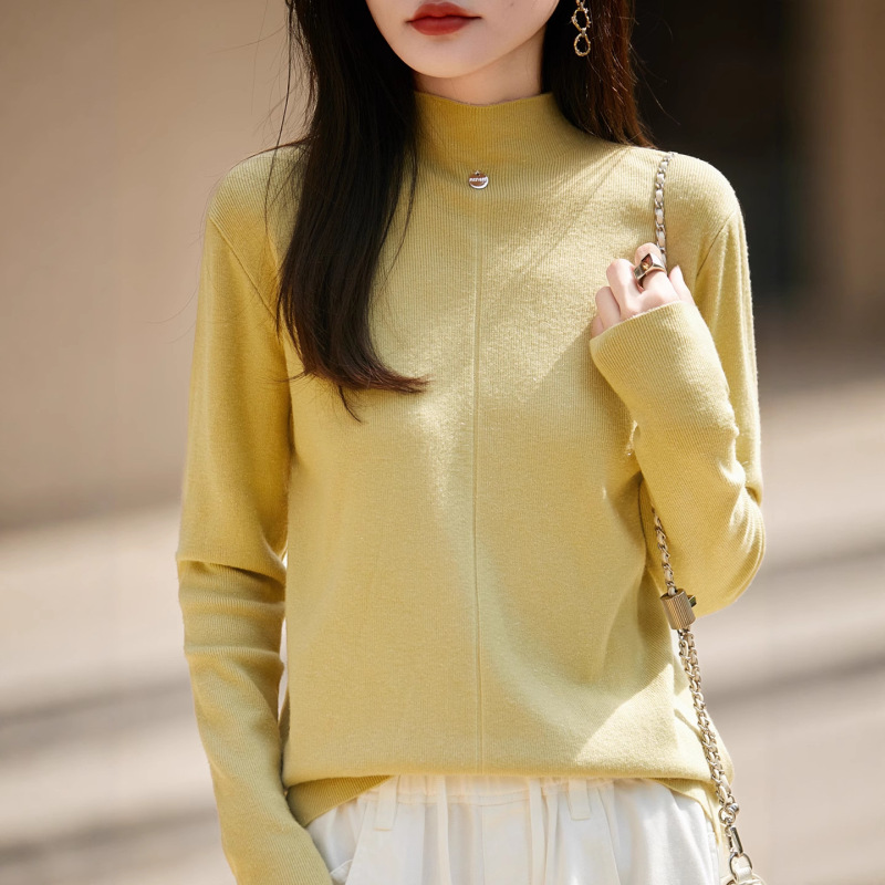高级感时尚半高领显瘦超保暖内搭女秋冬新款亲肤舒适针织打底毛衣|undefined