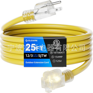 Islewire 12 Gauge Outdoor Extension Cord 25 Feet Waterproof, 3 Prong Plug, Sjtw Heavy Duty
