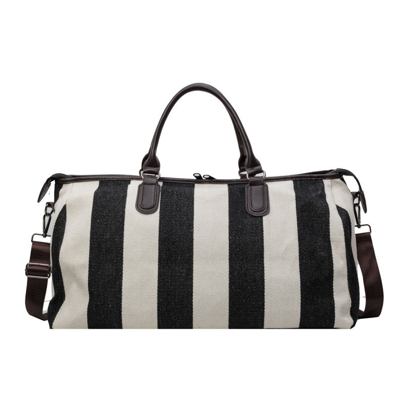 2024 bolsas de lona a rayas blancas y negras, bolsas de excursión de gran capacidad, bolsas de gimnasio para hombres y mujeres, bolsas de mochila