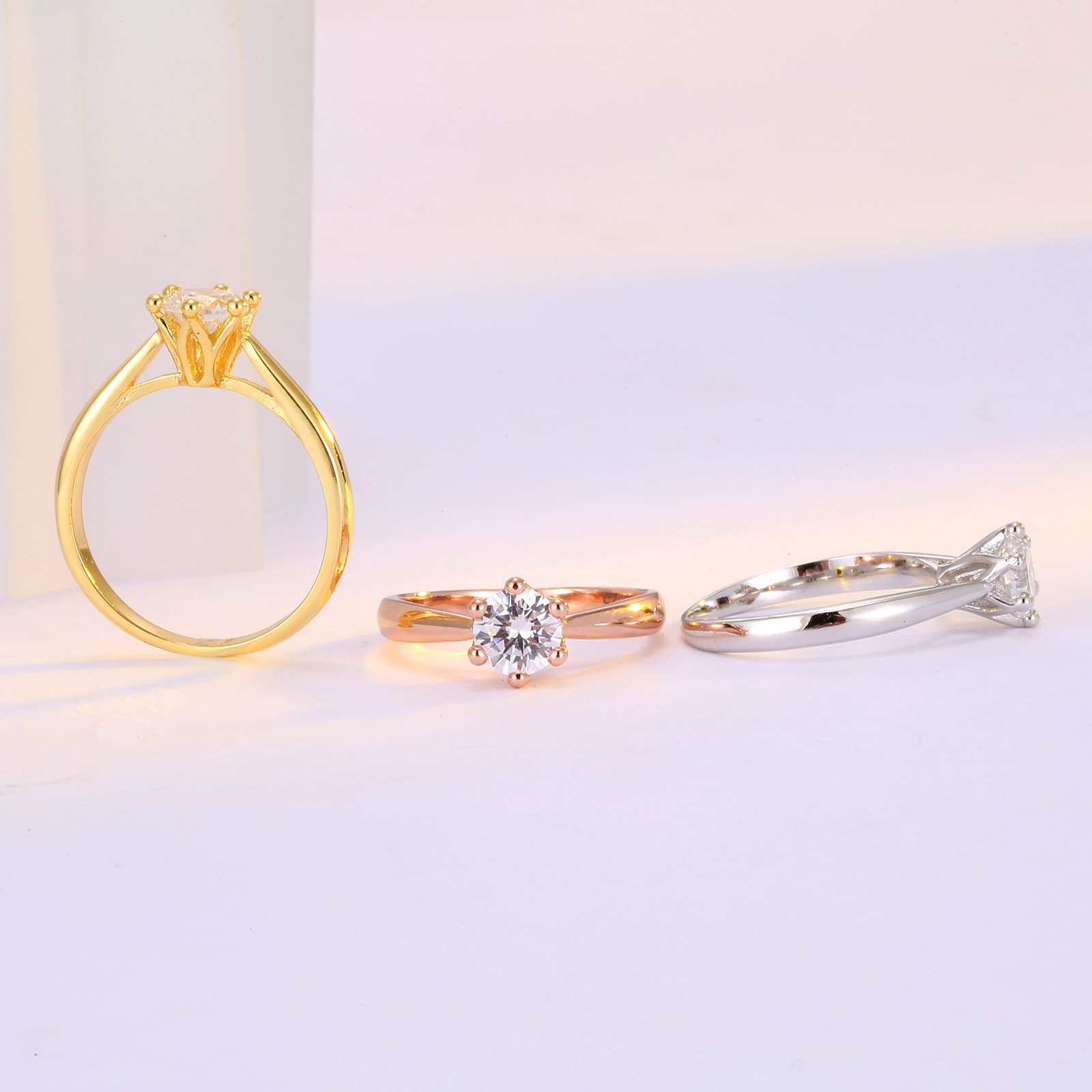 Platinum-plated Diamond Ring Gold Rose Gold Wedding Diamond Women's Ring 50 Engagement Diamond Ring Jewelry