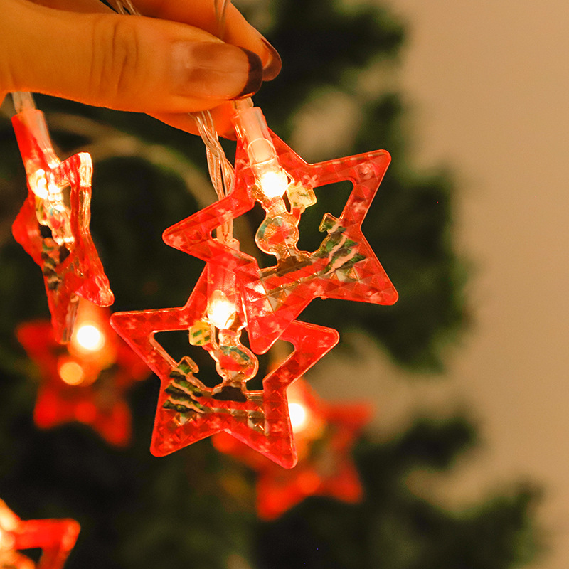 Decoración navideña, luces de colores, luces intermitentes, luces de cadena, alces huecos, luces colgantes, decoración de la habitación de la niña, atmósfera del maletero