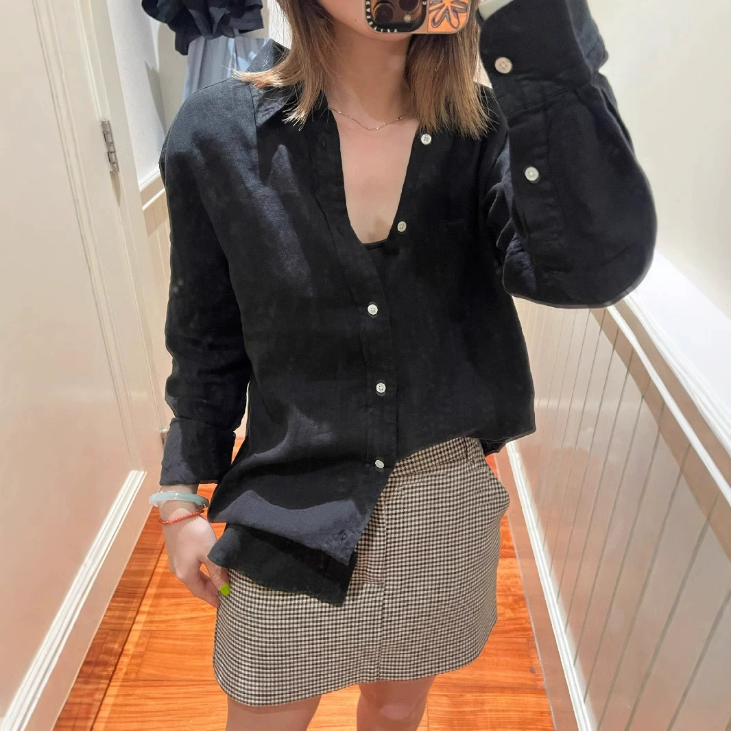 RL Раф вышивка пара с длинными рукавами солнцезащитный крем Polo рубашка весна и осень льняная рубашка пони логотип мужской и женский топ