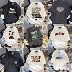 1688露店安い上着カジュアル大きいサイズメンズ夏半袖tシャツ男性ゆるい丸首プリント半袖tシャツ