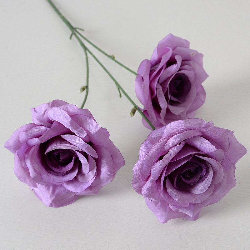 Flor de rosa de franela simulada flor falsa única flor artificial boda casa decoración del día de San Valentín sensación de alta calidad ramo de pared