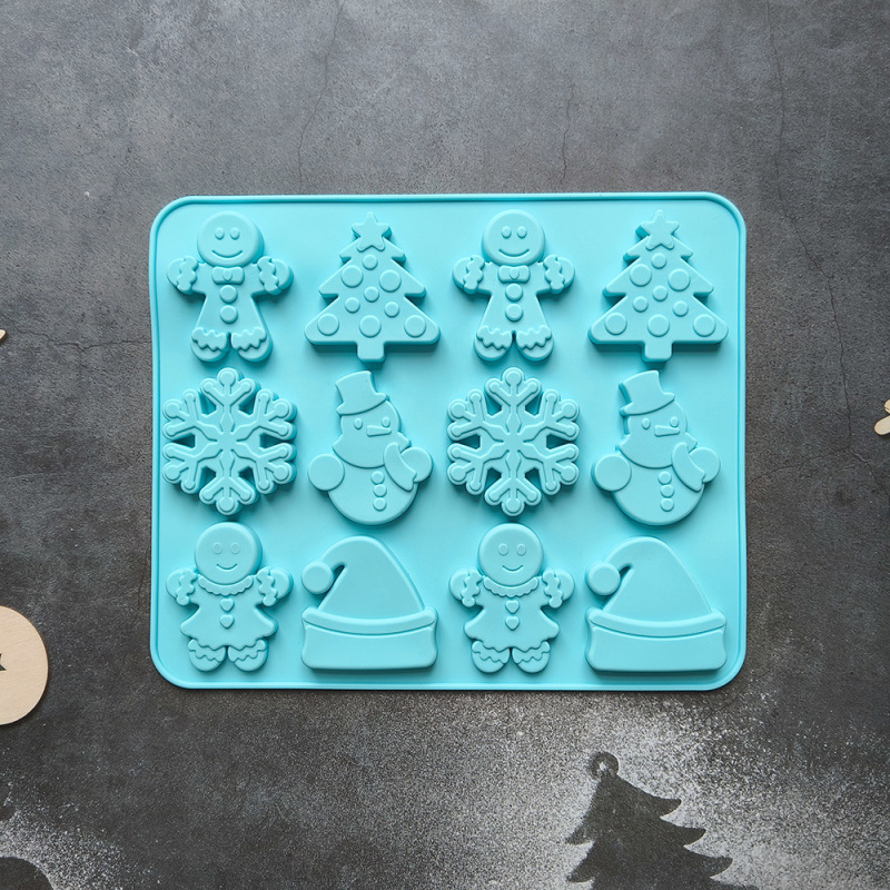 12連クリスマス雪花帽245チョコレートシリコン金型DIYクリスマステーマクッキーキャンディーケーキ金型|undefined