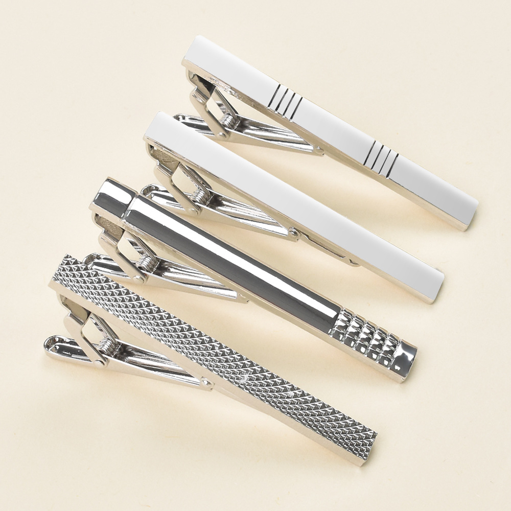 Amazon Cross-Border New Set Tie Clip Rectangular Painted Copper Tie Clip Business Shirt Clip Ready Stock