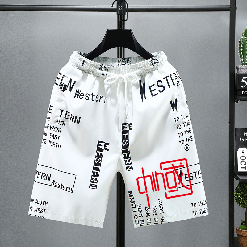 短裤男士夏季外穿韩版潮流帅气学生青少年五分裤印花运动休闲裤男