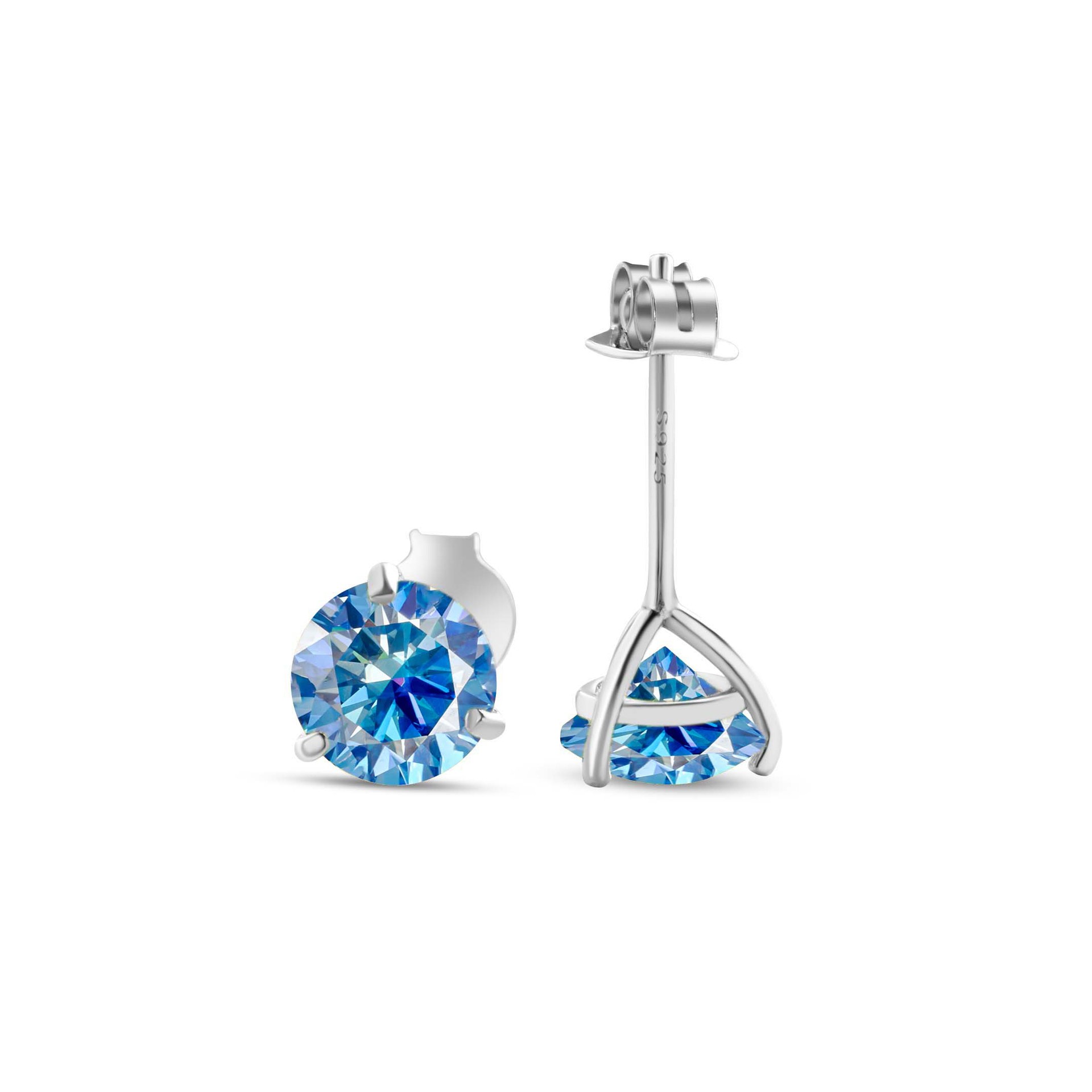 S925 pendientes de plata esterlina 2021 nuevos pendientes clásicos femeninos simple tres garras un quilate adornos pendientes de piedra de moissan