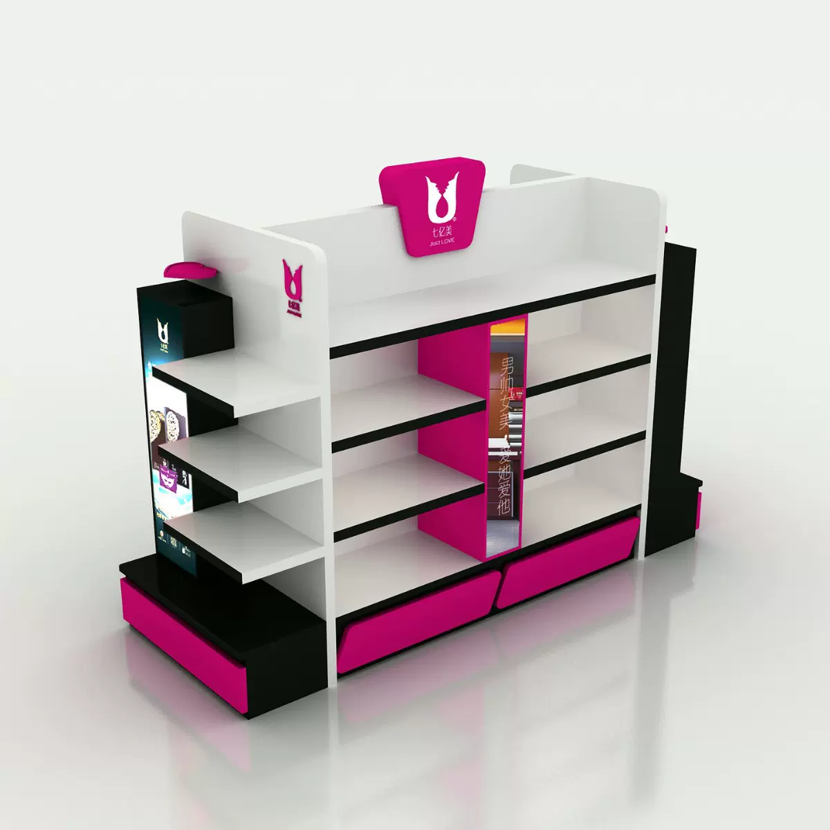定制高端商场商品展示柜台跨境化妆品样品陈列展示柜台异形柜定制