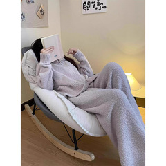 【现货现发】韩系高领睡衣女秋冬新款加厚保暖开衫家居服大码套装