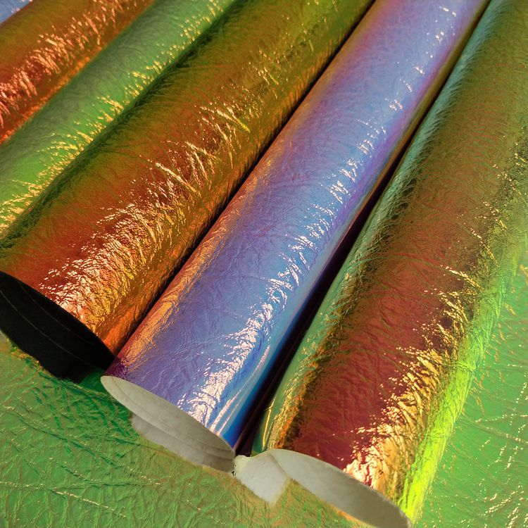 幻彩荔枝纹皮革面料镭射幻彩大象纹皮革A017反光镜面荔枝纹皮革