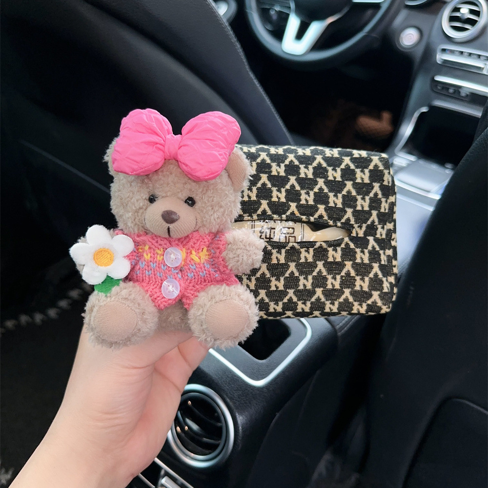 Cartoon personalizado multifuncional colgado en el automóvil lindo manguito de extracción de papel caja de toallas bolsa de papel delantera y trasera en el automóvil suministros de carga image 7