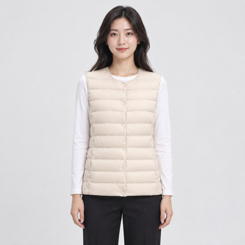Pinghu Chi New Women's New National Standard 90 down New Women's Round Neck V Neck Lightweight down Jacket Vest down Vest Pinghu Chi New Women's New National Standard 90 down New Women's Round Neck V Neck Lightweight down Jacket Vest down Vest