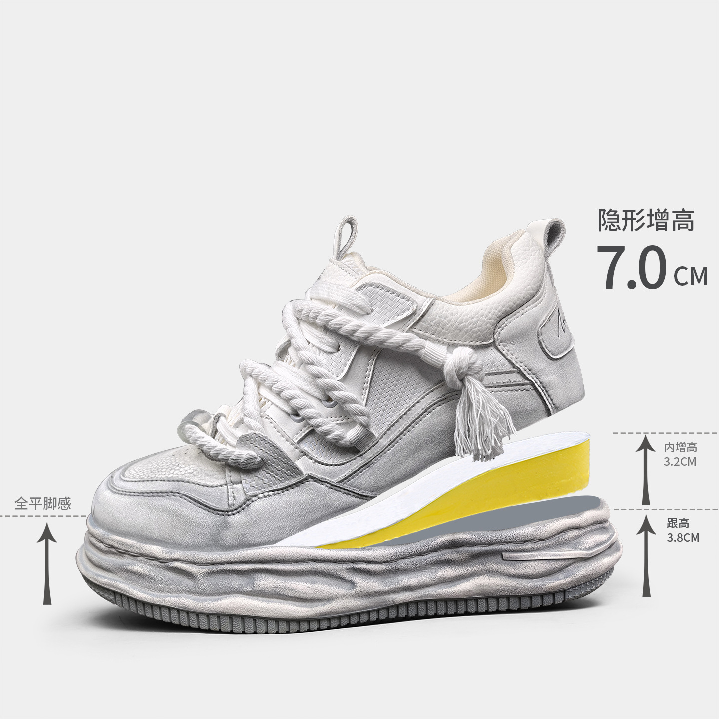7cm Invisible Height-increasing Sneakers For Men And Women,...