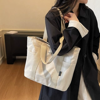 跨境外贸托特包包女新款休闲大容量单肩包购物通勤手提包帆布包