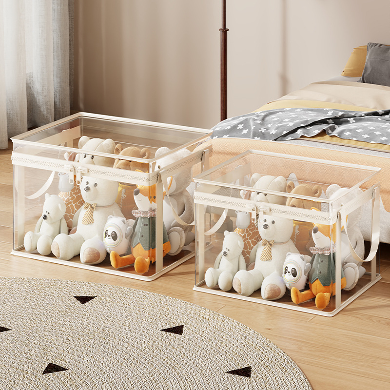 Cilindro Organizador de Juguetes de Peluche de Plástico y Tela, Transparente, Gran Capacidad, para Muñecas