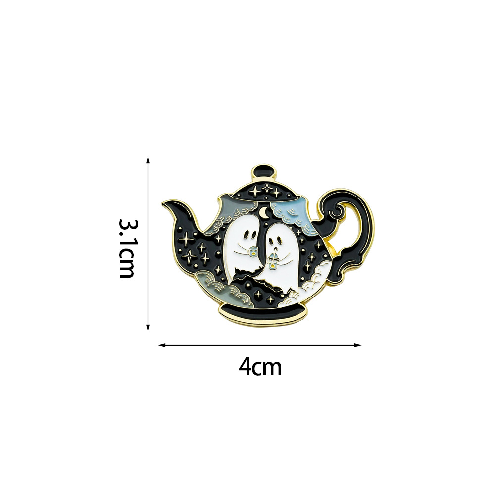 Ghost Teapot Brooch Enamel Pin Magic Tea Series Pin Backpack Clothing Accessories Unique Gift Decoration