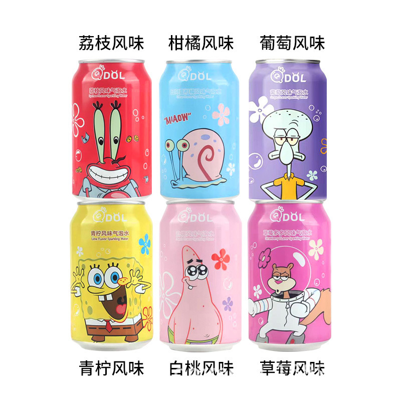Q振聯名宝可夢果物風味気泡水330ml * 5本入りネット赤ピカチュウ味炭酸飲料|undefined