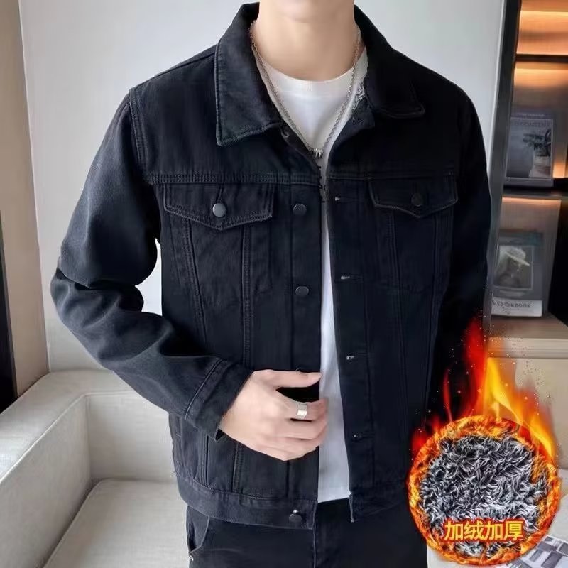 (2개) 2024 홍콩 스타일 새로운 하이 스트리트 인 패션 브랜드 작업 재킷 미국 레트로 루즈 올 매치 데님 재킷 기모