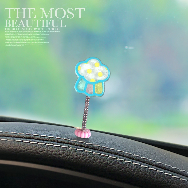 Adornos creativos para automóviles, suministros para automóviles, resortes interiores, sacudiendo la cabeza, nave espacial, linda pantalla, sistema de descompresión
