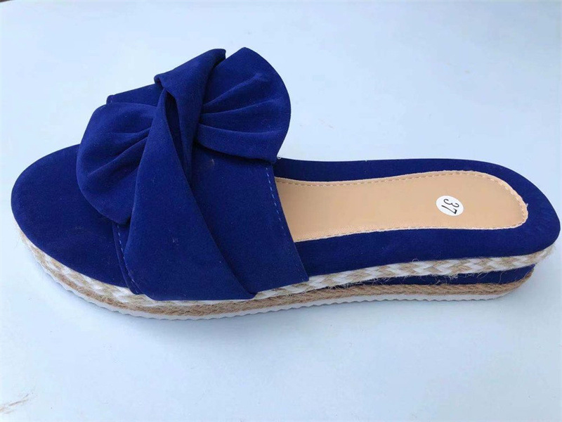 Pantofole con fiocco a fondo spesso per il commercio estero europeo, americano e africano, muffin con zeppa a una linea da donna, sandali con plateau taglie forti, scarpe da donna_voghion.com
